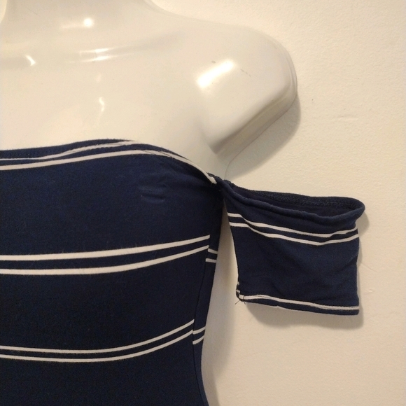 Olivaceous - Striped Off Shoulder Mini Dress - Picture 5 of 14